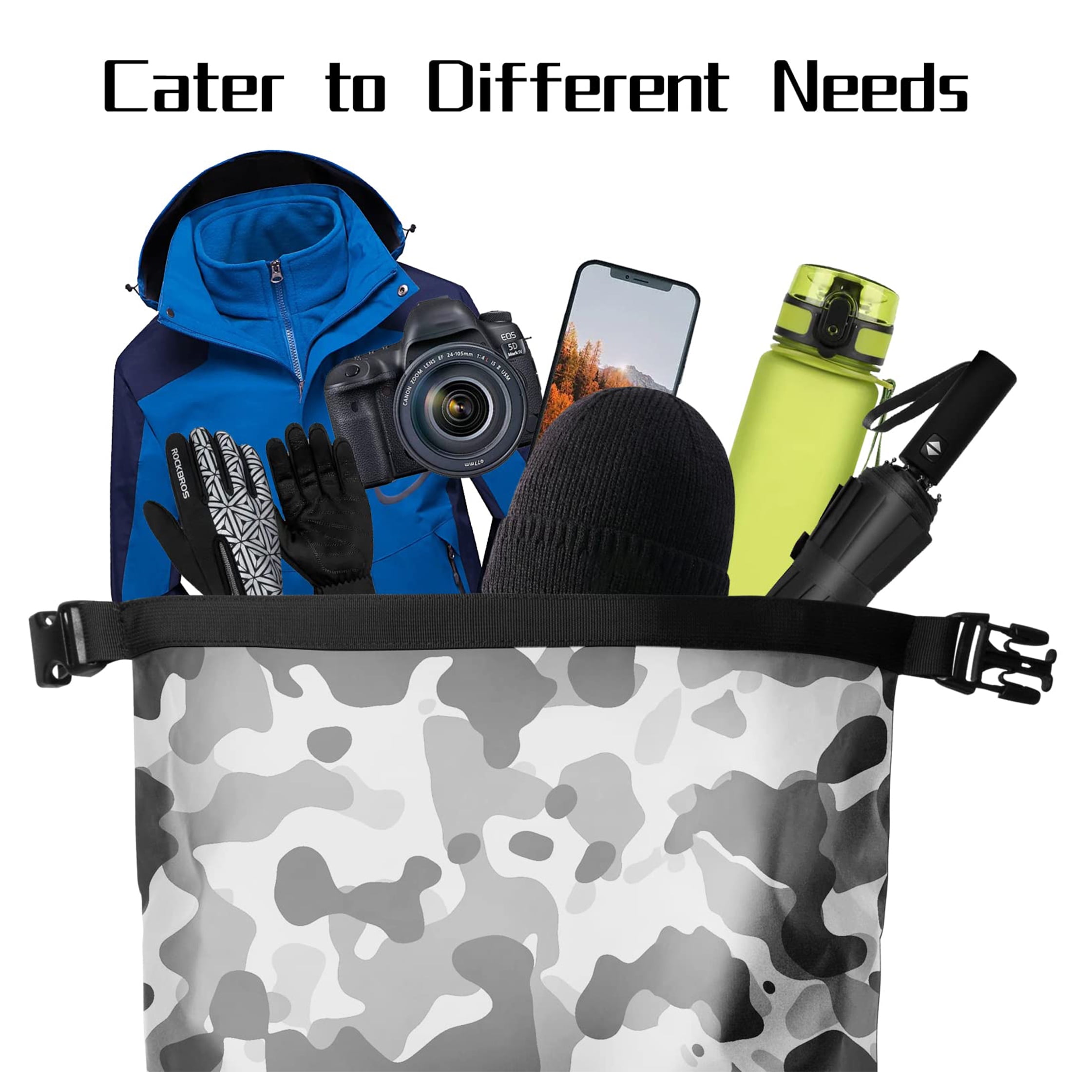 AFISHTOUR Dry Bag Waterproof Backpack, 35L Roll Top Floating Dry Backpack for Kayaking, Hiking, Camping, Travel (Grey)