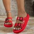 thumbnail image 2 of Beach Platform Slippers for Women Boho Summer Buckle Wide Open Toe Slip on Sandals Casual Outdoor Slides, 2 of 8