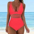 thumbnail image 2 of yoeyez Tankini Swimsuits for Women One Piece Tummy Control Swim Suits Deep V Neck Mesh Bathing Suit Slimming High Waistd Push Up Swimwear,Hot Pink,XL, 2 of 5