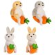 thumbnail image 4 of 4pcs Resin Mini Rabbit Figurines with Carrot Design, Compact Zodiac Bunny Statues for Desktop, Garden & Dollhouse Decoration, Lightweight Cute Animal, 4 of 4