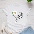 thumbnail image 2 of JINMGG Womens Plus Size $5 Women's Fashion Casual Loose Floral Letter Print Round Neck Top T-Shirt White XXXL, 2 of 3