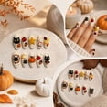 thumbnail image 3 of 30Pcs Halloween Press on Nails Medium Almond Ghost Fake Nails 3D Black Cat Pumpkin Glue on Nails Maple Leaf Moon Goth False Nails Fall Stick on Nails Handmade Halloween Acrylic Nails for Women, 3 of 6