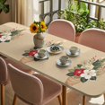 thumbnail image 3 of Cherry Blossoms Table Cloths for 8 Foot Rectangle Tables, Japanese Spring Floral Leaves Vintage Beige Patio Waterproof Elastic Fitted Tablecloths, Washable Rectangular Table Cover for Camping, 3 of 8