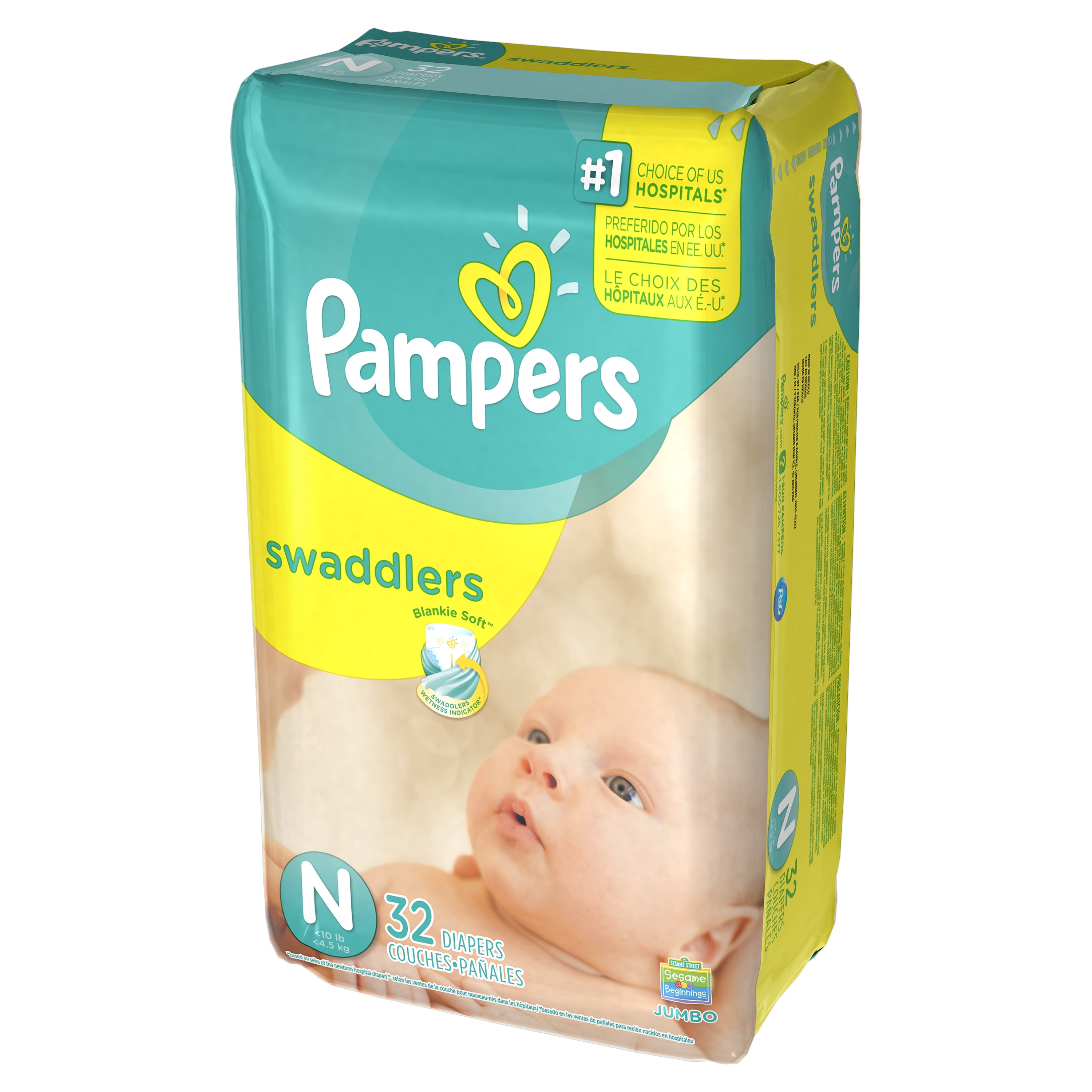 aceptar Asistir Advertencia Pampers Swaddlers Newborn Diapers Size N 32 count - Walmart.com