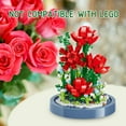 thumbnail image 3 of Rose Flowers Bouquet Building Blocks Set,Mini Bricks Flower Set with Dust Cover,Home Décor,Botanical Collection, Idea,Not Compatible with Lego(570Pcs), 3 of 5