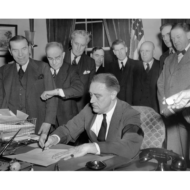 President Franklin D Roosevelt Signs The Joint Congressional Resolution
