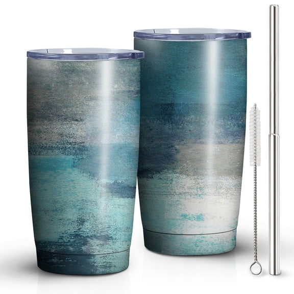 20oz Insulated Tumbler, Travel Coffee Tumbler with Lid, Cup Holder Friendly Travel Coffee Mug, Stainless Steel Thermos, 20 Oz Tumbler, Reusable Insulated Coffee Mug with Lid ( Teal Green )