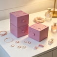 thumbnail image 5 of Desktop Storage Box with Drawer - Macaron Building Block Organizer for Cosmetics, Jewelry, Small Items | Space Saving Desk Accessory Organizer for Home, Vanity Tabletop | Plastic Storage Container, 5 of 7
