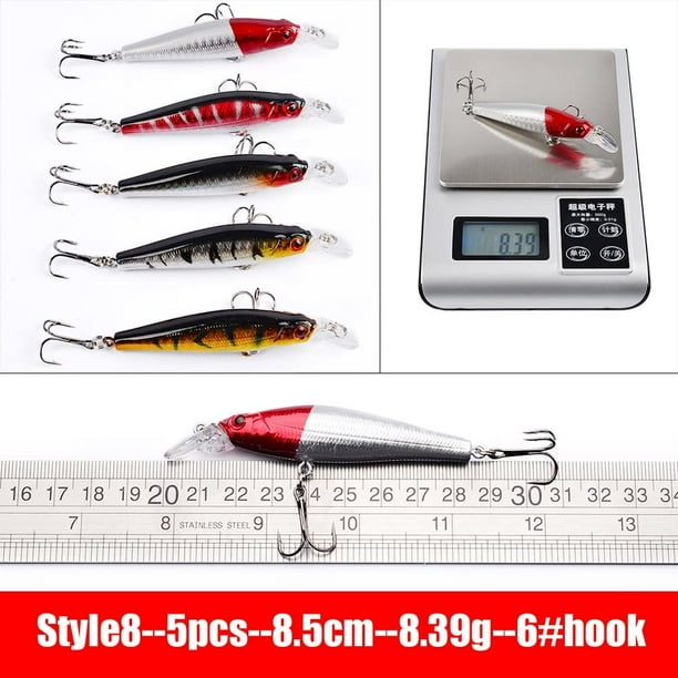 5 Pcs Hard Popper Lures with Color Drawing Coating, Hard Crankbait Lures  Set, as Hard SwimbaitforSalmon Trout Walleye Bass Redfish in Freshwater  Saltwater-21 