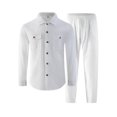 thumbnail image 5 of Elvqul Men's Long Sleeve Shirt and Pants Set with Button Detail & Drawstring Closure, Linen-Blend, 5 of 5