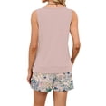 thumbnail image 4 of IYYVV Hawaiian Outfits For Women 2 Piece Sets Tropical Floral Sleeveless Square Neck Tank Tops And Beach Shorts Set Resort Wear Pink 2XL, 4 of 9