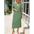 thumbnail image 6 of Jaimenalin Women'S Skirt Sets 2 Piece Outfits Summer Casual Striped Short Sleeve Skirt and Top Set Green S, 6 of 9