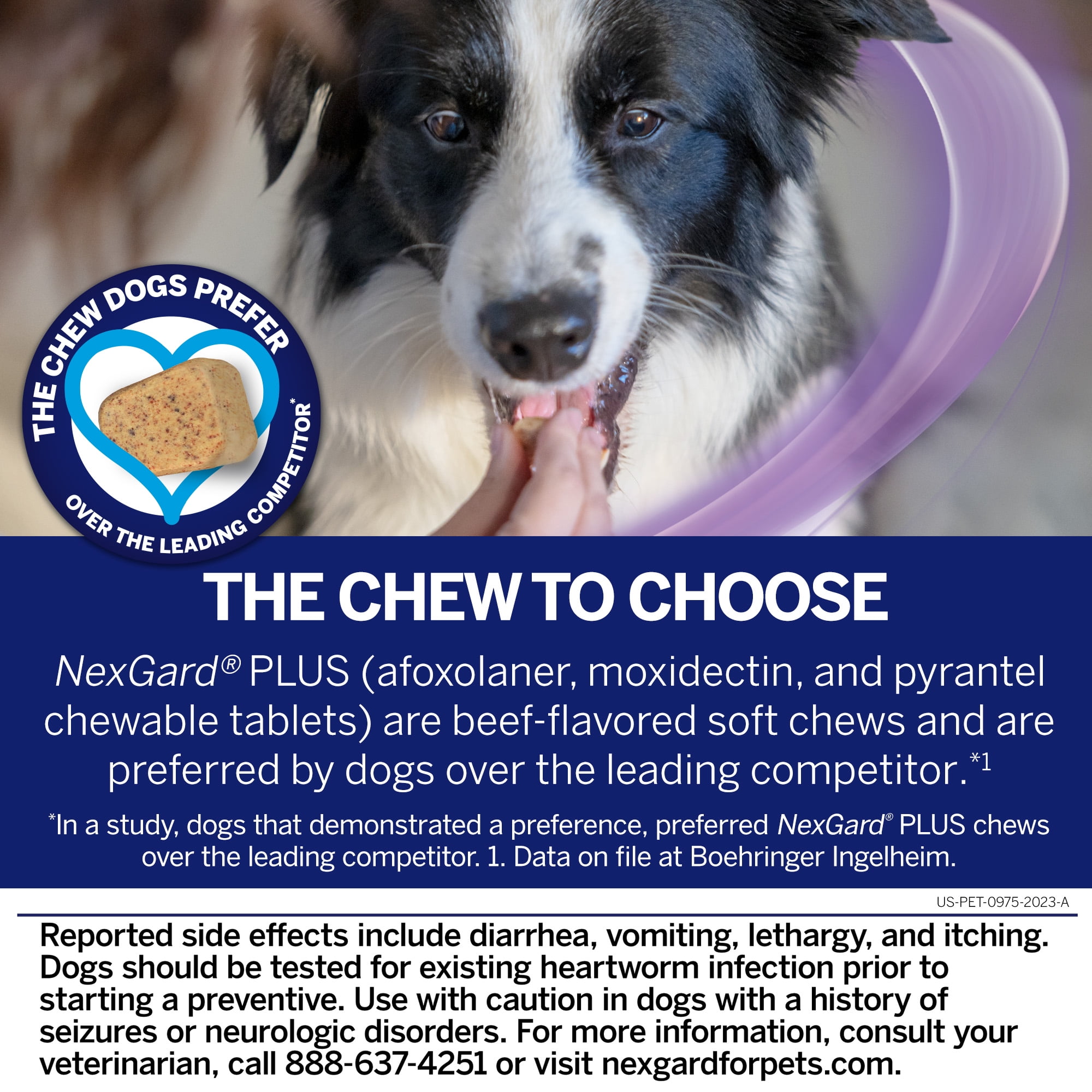 NexGard Plus Flea, Tick & Heartworm Chewable for Dogs 8.1-17 lbs, Beef Flavor, Green Box