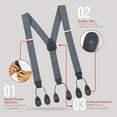 thumbnail image 3 of Hold'Em Men Y-Back Genuine Leather Trimmed Button End Tuxedo Suspenders Many Colors and Designs - Grey (Tall 54" Long), 3 of 7
