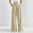 thumbnail image 4 of ZZwxWA Women's Summer Wide Leg Palazzo Pants Pleated High Waisted Work Pants Casual Business Loose Trousers with Pockets, 4 of 4