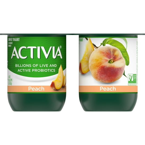 Activia Lowfat Probiotic Peach Yogurt, 4 Oz. Cups, 4 Count Walmart