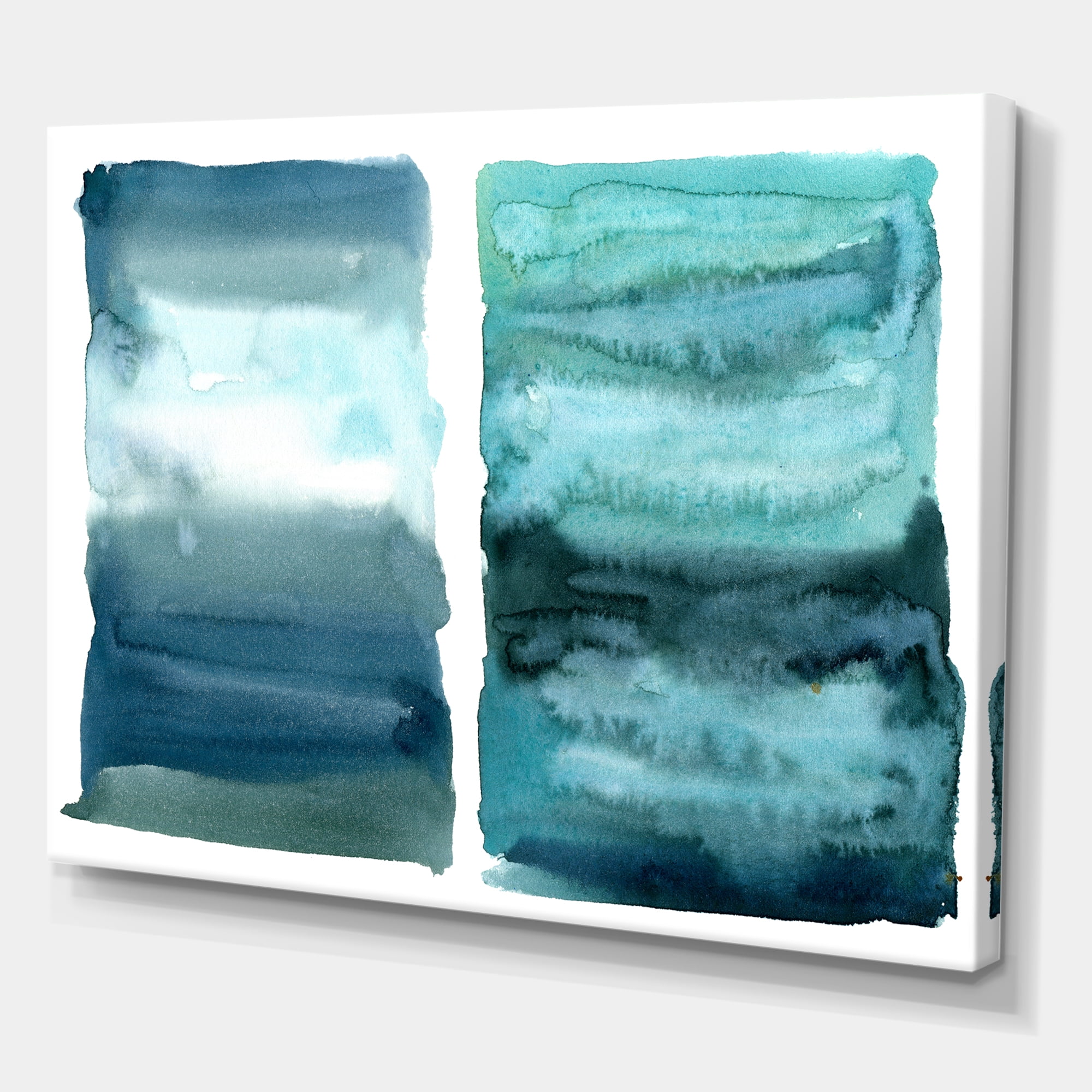 Designart ' Abstract Blue Ocean Aquatic Impression II ' Modern Canvas Wall Art Print