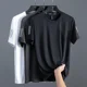 thumbnail image 2 of Camiseta de manga corta con cuello redondo y color liso de malla de seda de hielo para hombre, ropa deportiva de uso diario, sensación de hielo simple, 2 of 5