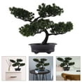 thumbnail image 3 of Artificial Bonsai Tree Decoration with Fake Pine Plant in Plastic Pot for Home Decor Green Color, 3 of 7