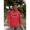 thumbnail image 2 of Emoji Graffiti Plaid - Red Urban Street Art Design Youth's Hoodie, 2 of 4