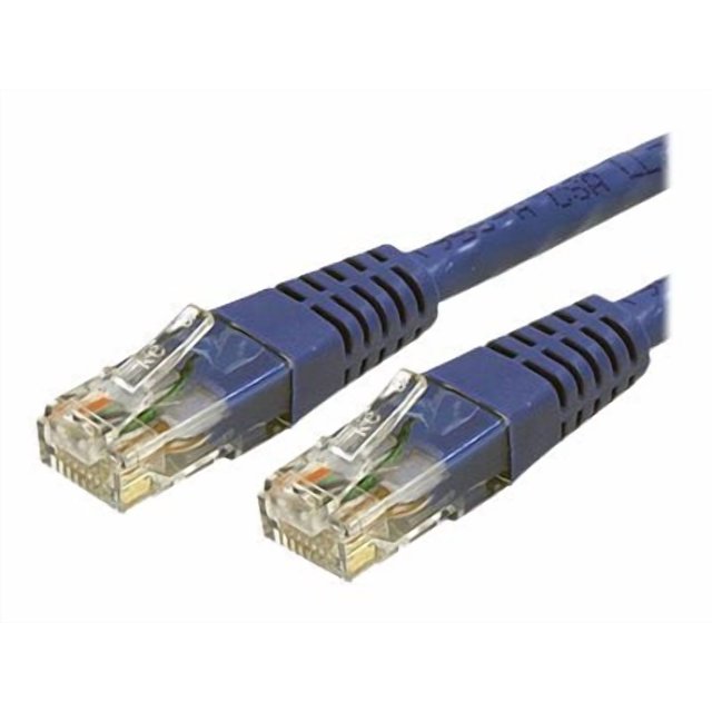 StarTech.com 2ft CAT6 Ethernet Cable, 10 Gigabit Molded RJ45 650MHz 100W PoE Patch Cord, CAT 6 10GbE UTP Network Cable with Strain Relief, Blue, Fluke Tested/Wiring is UL Certified/TIA - Category 6 - 24AWG (C6PATCH2BL) - Patch cable - RJ-45 (M) to RJ-45 (M) - 2 ft - CAT 6 - molded - blue