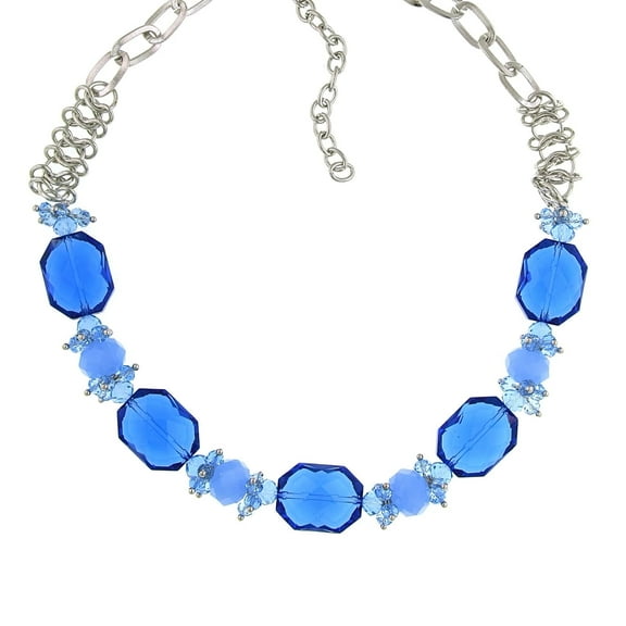 2028 Jewelry Bright Blue Beaded Necklace 16   3 Extender