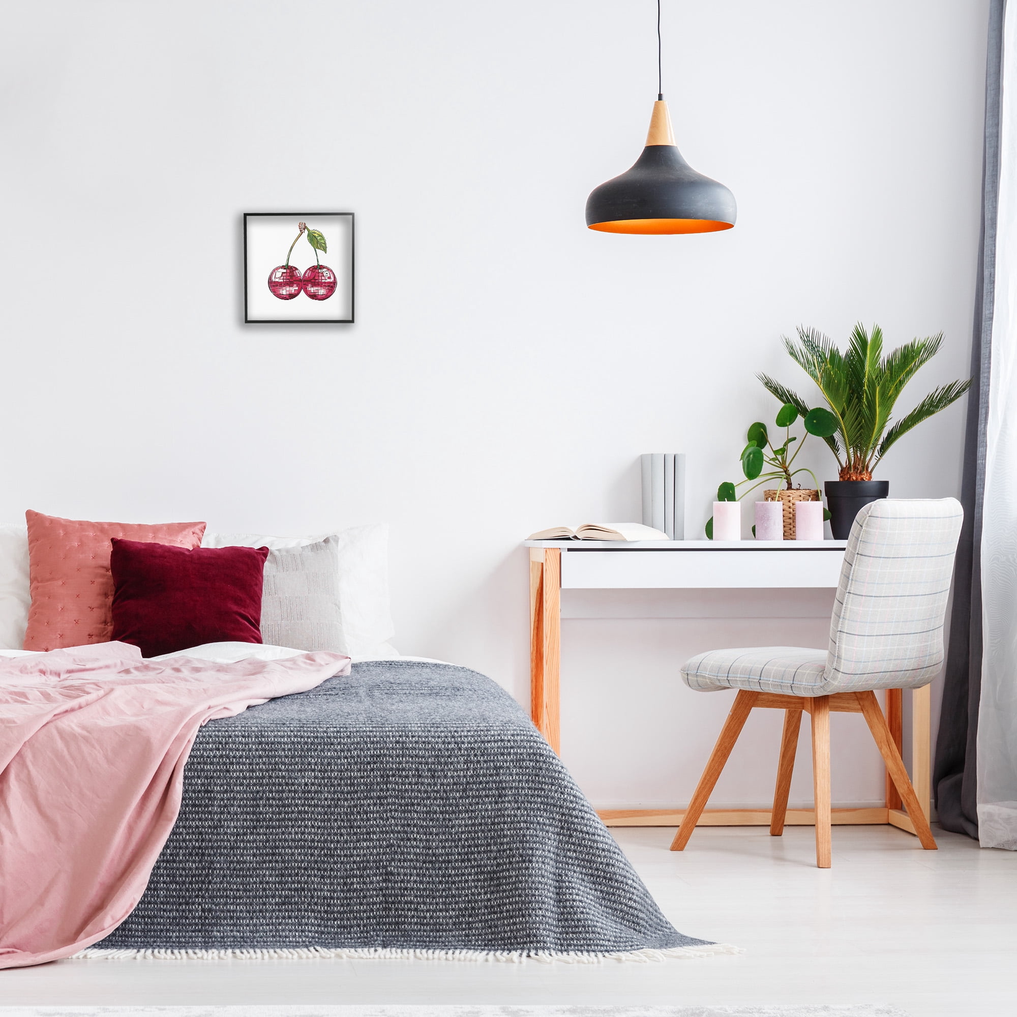Stupell Industries Patterned Cherry Fruit Food & Beverage Painting Black Framed Art Print Wall Art, 12 x 12