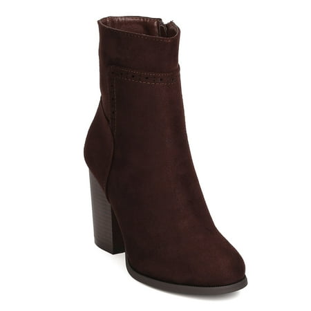Brown Suede High Heel - Refresh FG21 Women Faux Suede Round Toe Chunky Heel Ankle Boot