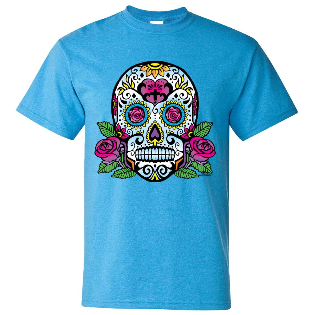 Dolphin Shirt Co - Dia De Los Muertos Sugar Skull Roses Asst Colors T ...