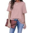 thumbnail image 2 of Summer Tops for Women 2024 Chiffon Work Blouses For Women Short Sleeve T Shirts Going Out Tops Elegant Trendy Casual Summer Clothes With Designs, 2 of 7