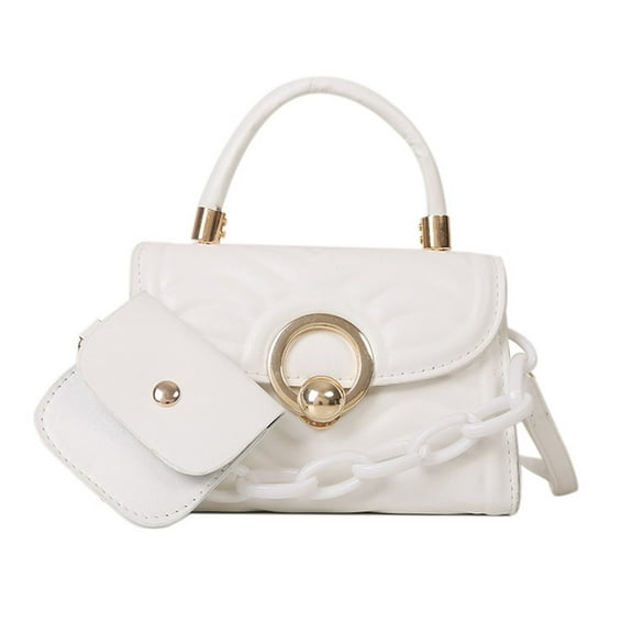 Spring and summer fresh multi-color handbag artificial leather shoulder slung two-piece bag-white