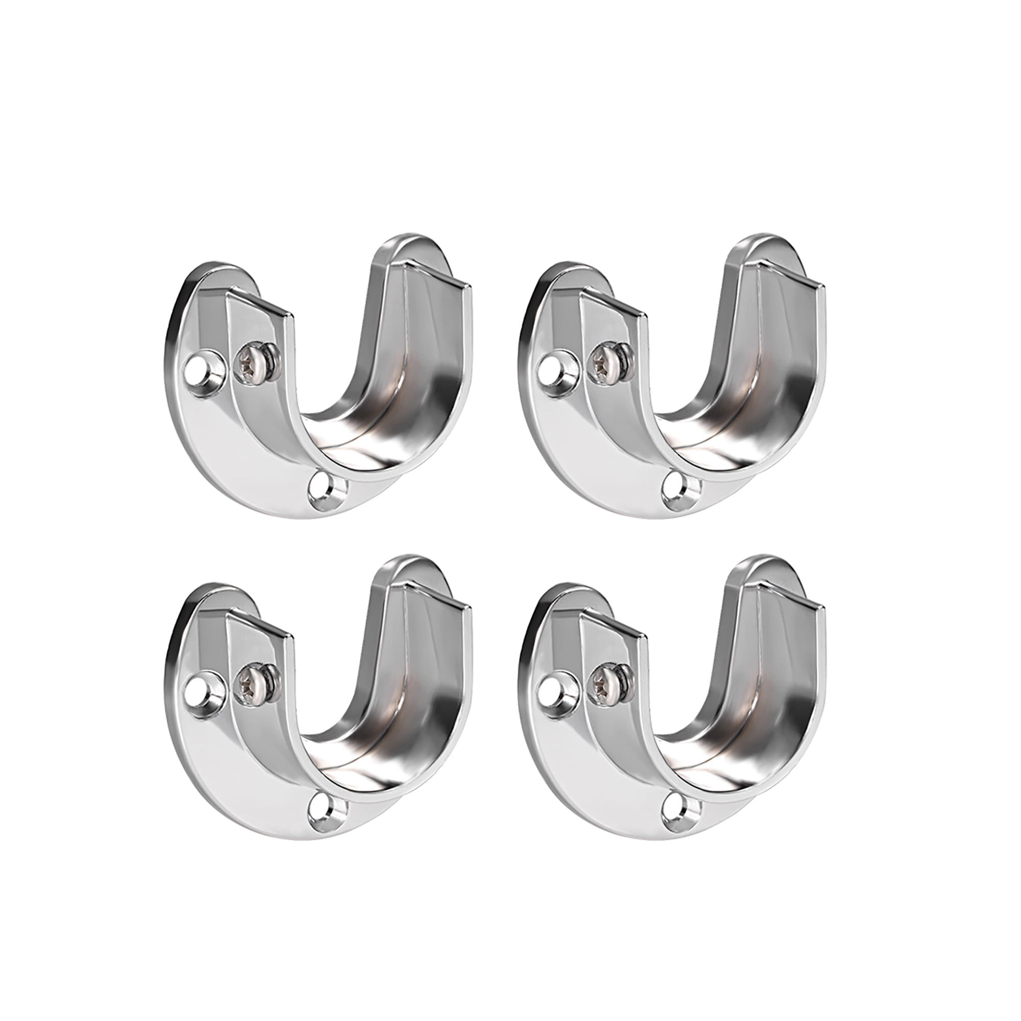 4 Pack Silver SDTC Tech 1 Inch Flange Rod Holder Heavy Duty Stainless Steel Closet Rod End Supports Wardrobe Pole Socket Bracket with Matching Screws 