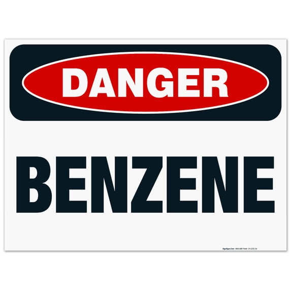 Danger Benzene Sign, OSHA Danger Sign, 18x24 Corrugated Plastic