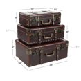 thumbnail image 4 of DecMode 18" x 6" Brown Faux Leather Nesting Upholstered Trunk with Vintage Gold Accents and Studs, 3-Pieces, 4 of 17