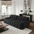 thumbnail image 6 of bokifol 86.6" 3D Textured Knit Fabric Sofa,3 Seater Modern Upholstered Mesh Fabric Lazy Floor Sofa for Modern Living Room,Office and Apartment(Black), 6 of 10
