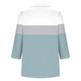thumbnail image 4 of Cagogo Women's 3/4 Sleeves Shirts Summer Under $5 Casual V Neck Collared Color Block T-Shirts Business Work Tops Grandma Mothers Day Gift, 4 of 5