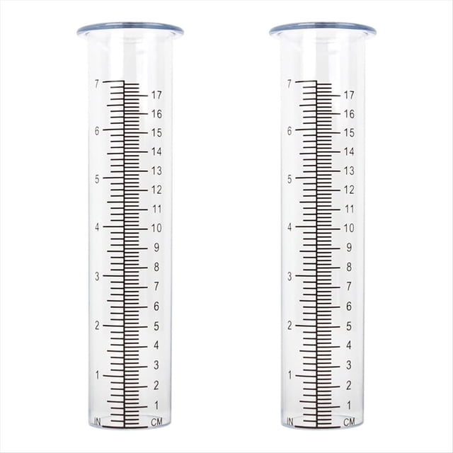 2 Tubos de Repuesto de Pluviómetro de Plástico con Medidor de Agua de Lluvia de 7 Pulgadas de Capacidad para Jardín y Exterior