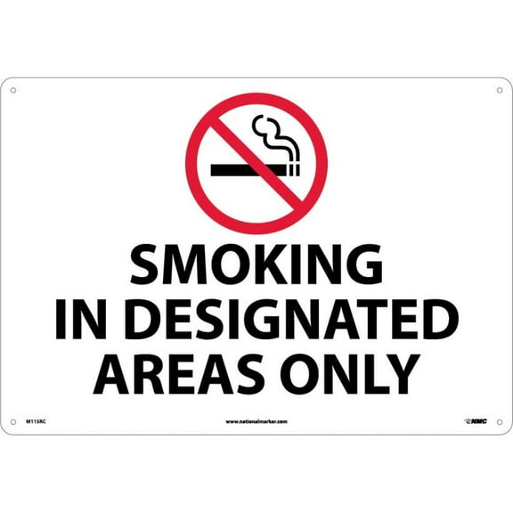 NMC Signs M115Rc, Smoking In Designated Areas Only Sign, 14 X 20, Rigid Plastic .050