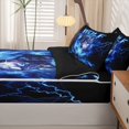 thumbnail image 5 of Manfei Wild Wolf Zipper Twin Comforter Sets with Fitted Sheet and 2 Pillowcases,Blue Fire Pattern Zipper Bedding Set,Black Reversible,4pcs, 5 of 8