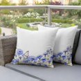 thumbnail image 4 of Spring Farmhouse Pillow Covers 2 Pack Style Plant Blue Flowers Butterfly Pillowcase Waterproof Outdoor Throw Pillow Cover for Patio Garden Square Cushion 16”x16”, 4 of 9