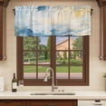 thumbnail image 6 of Blue Yellow Curtain Valances for Windows, Kitchen Valance Window Treatments Panel 2 Pack, Modern Vintage Oil Painting Abstract Rod Pocket Short Curtains for Bathroom Bedroom 42 x 18 Inch, 6 of 8