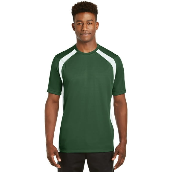 Sport-Tek T478 Dry Zone Colorblock Crew, Forest Green/White, 4XL