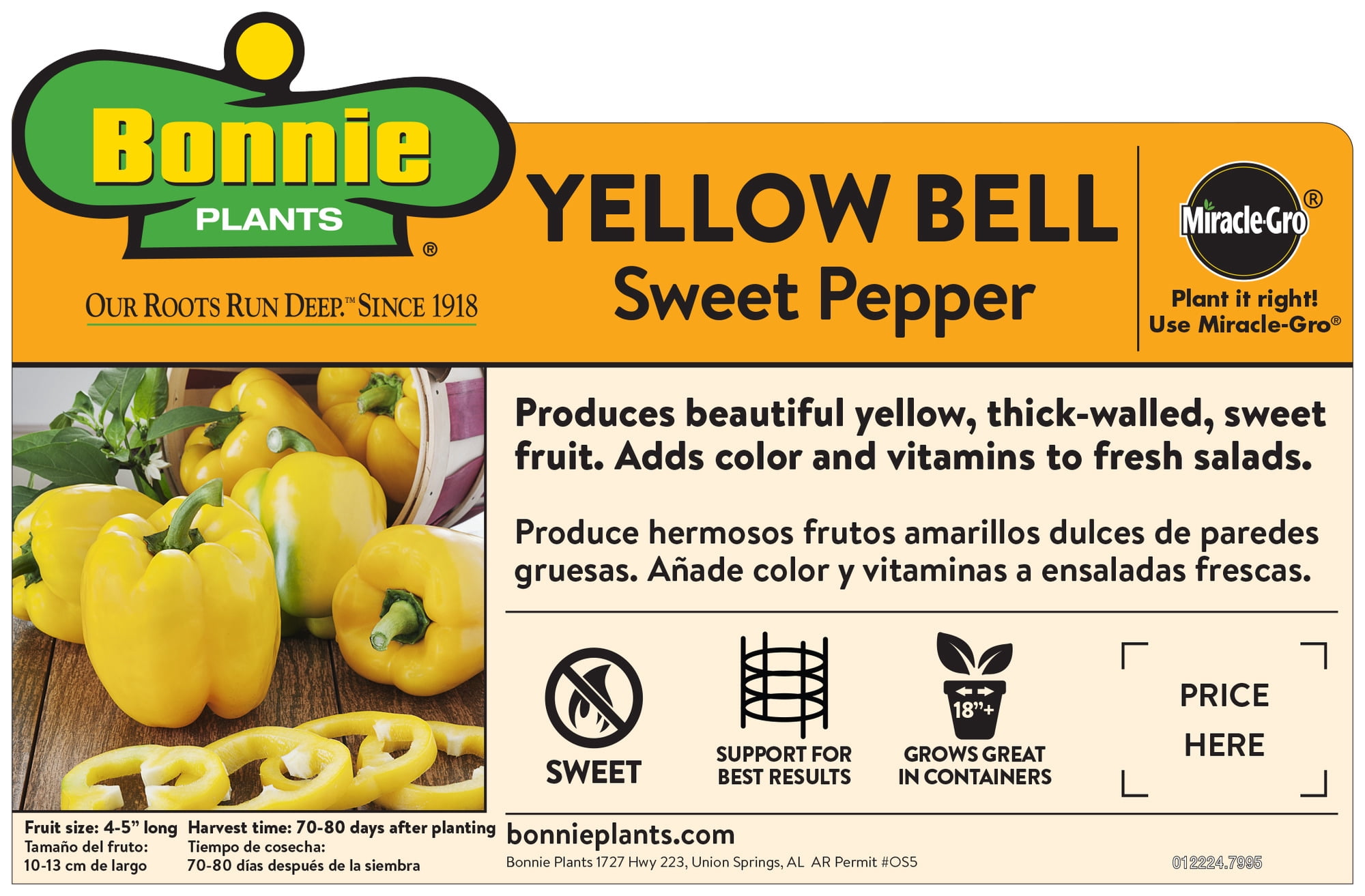 Bonnie Plants Sweet Yellow Bell Pepper 19.3 oz 2-Pack