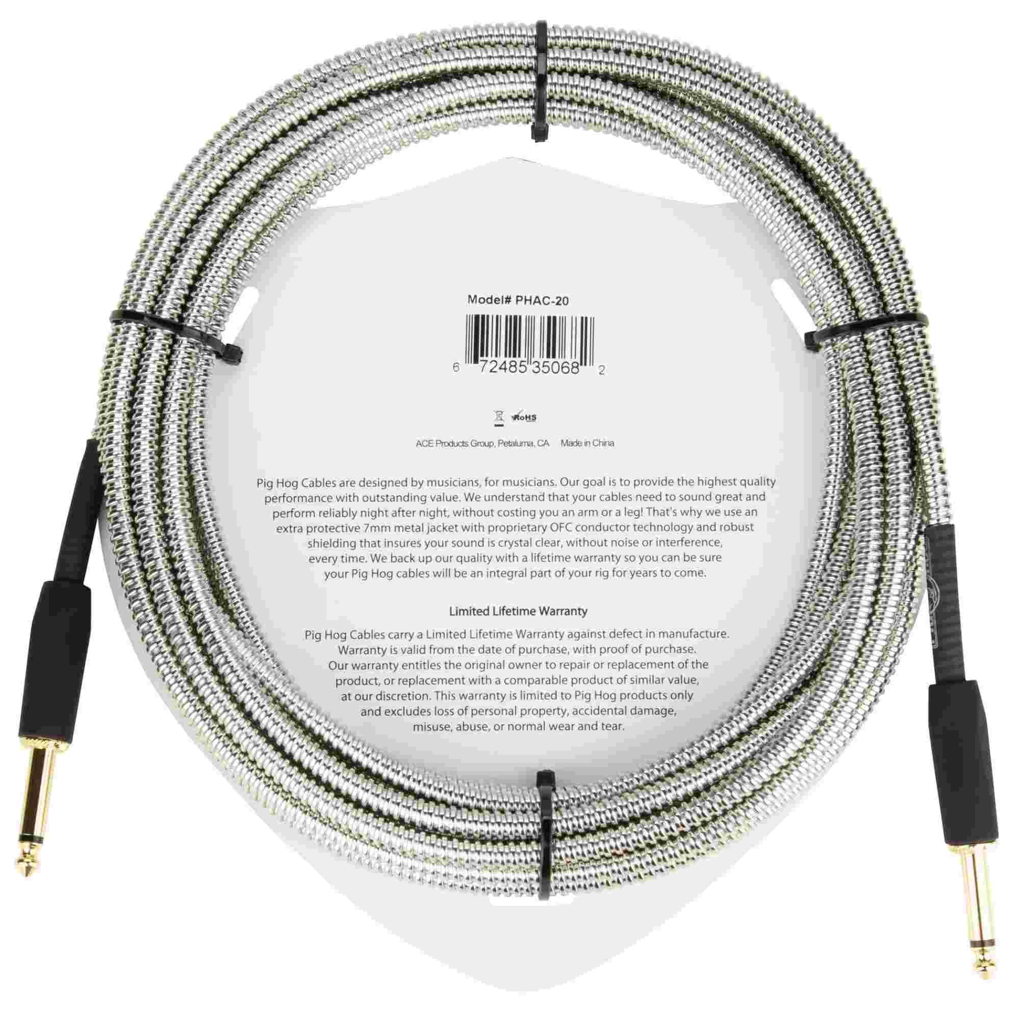 Pig Hog PHAC20 Armor Clad 1/4" Instrument Cable - 20'