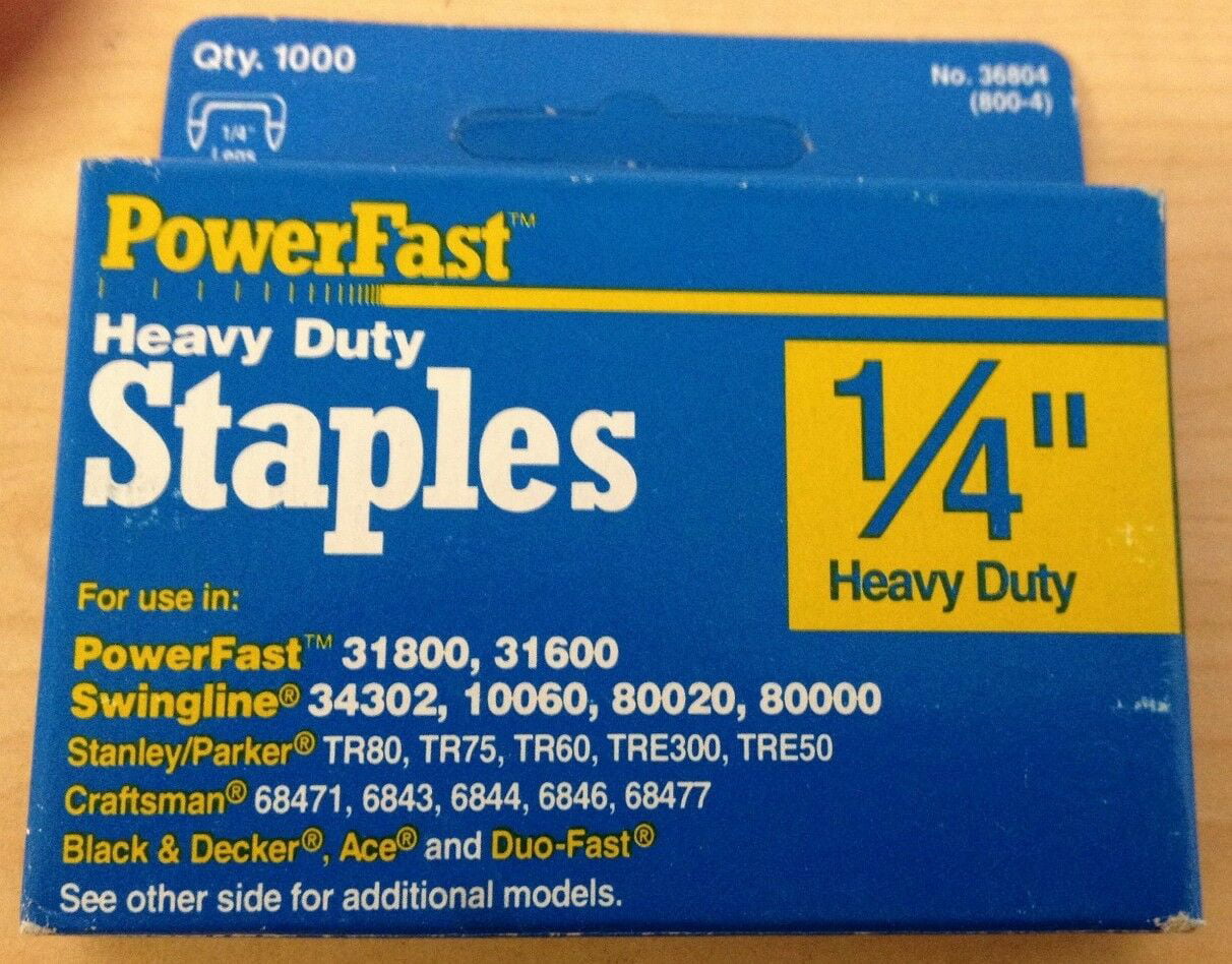 1000 Count Powerfast 1/4" 1/2" & 9/16" Heavy Duty Staples Staple 3/8" 5/16" 
