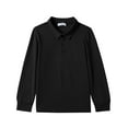 thumbnail image 6 of Arshiner Boys Long Sleeve Polo Shirt Performance School Uniform Pique Button Closure Shirt Black 11-12 Years 160 Black, 6 of 7