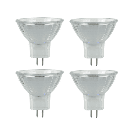 

Sterl Lighting - Pack of 4 MR11 Clear Fiber With UV Glass Cover Guard Halogen Light Bulb 5 Watt 6V GZ4 Base 2700K 60 Lumens 2000 Hours