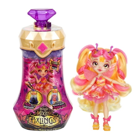 Magic Mixies Pixlings Flitta the Butterfly Pixling 6.5 inch Doll Inside a Potion Bottle, Ages 5+