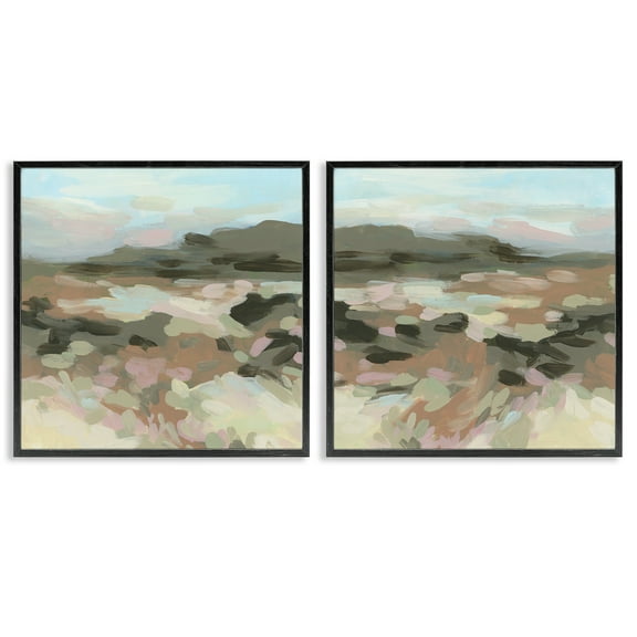 Stupell Industries Desert Impression Abstraction Landscape & Nature Painting Black Framed Art Print Wall Art, 12 x 12, Set of 2