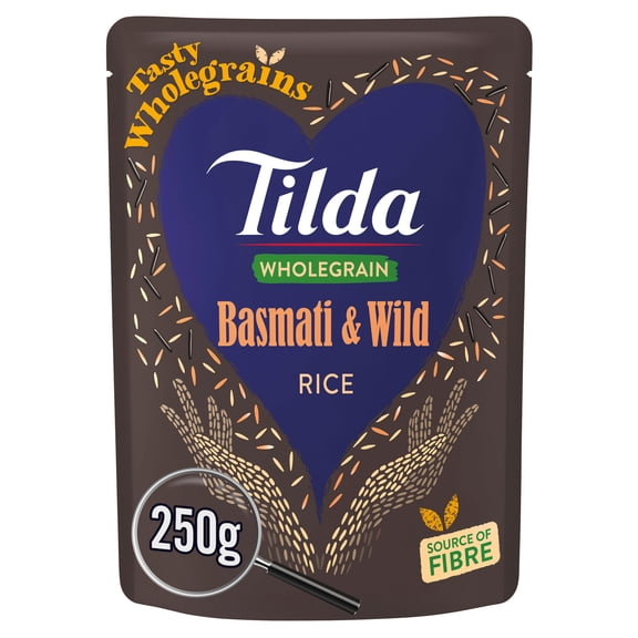Tilda Wholegrain Basmati & Wild Rice 250g, Imported from Britain